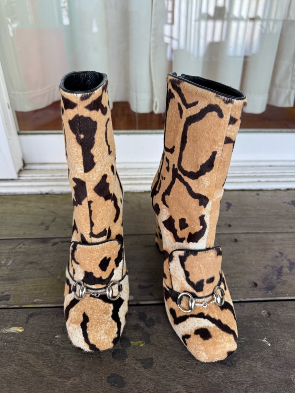 Gucci Leopard-Print Horsebit Boots